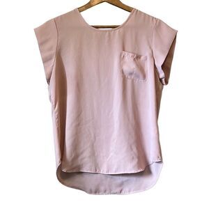 Lily‎ White Women's Light Pink Sleeveless Pocket Blouse Top